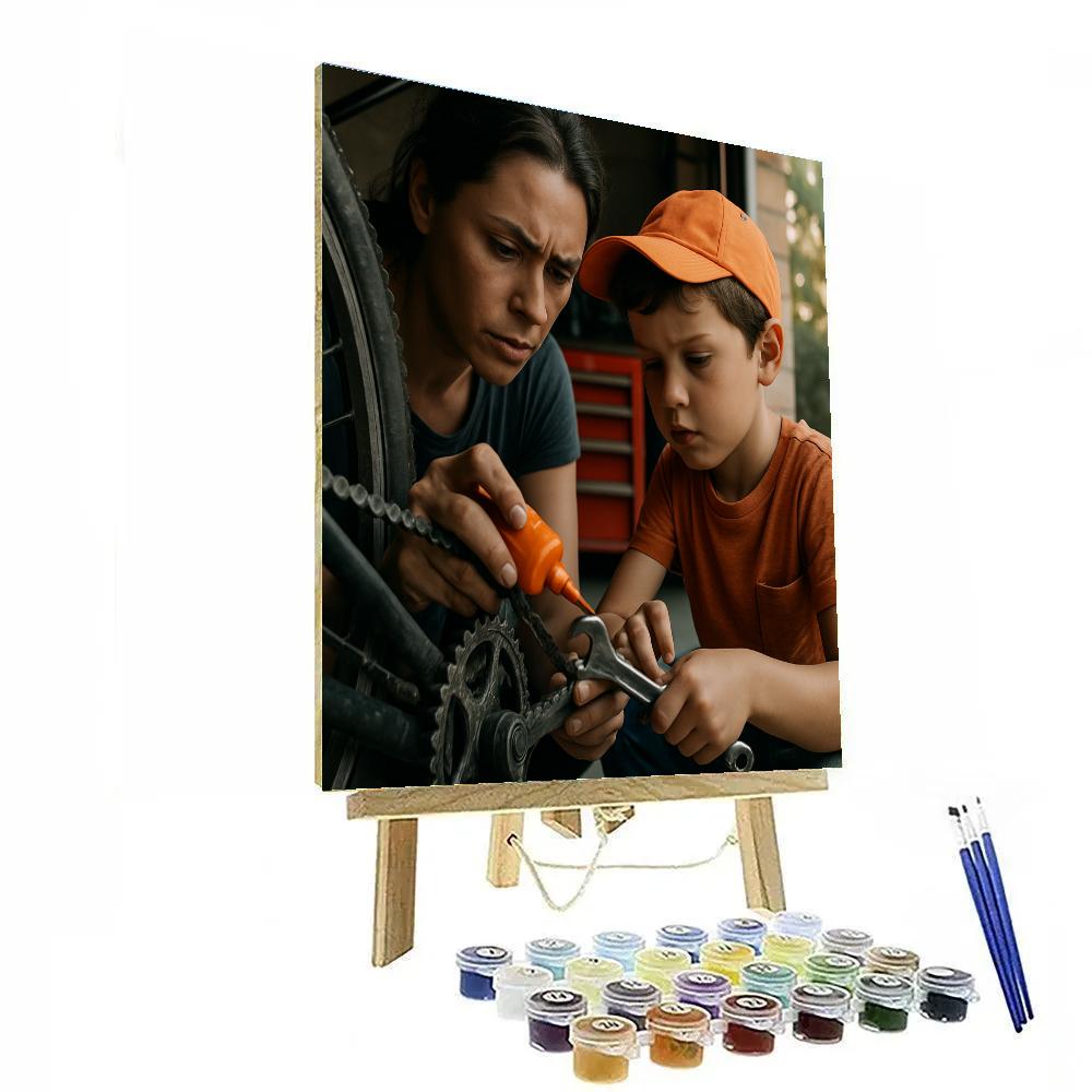 Helping With Bicycle Chain Fix Number painting