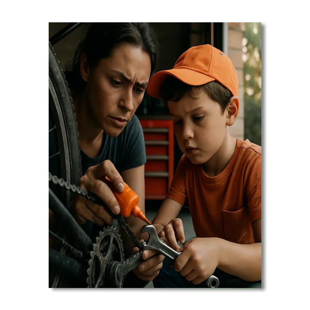 Helping With Bicycle Chain Fix Number painting