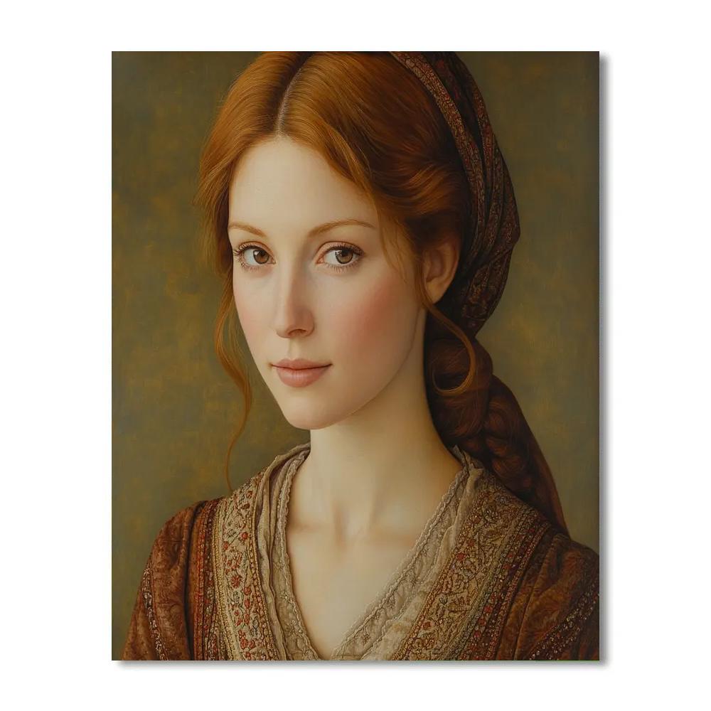 Leonardo Da Vinci Inspired Renaissance Portrait Of A Woman Paint by numbers art