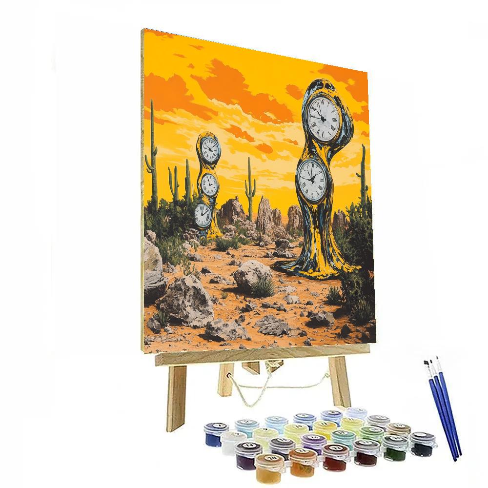 Salvador Dali Inspired Surreal Desert With Melting Clocks Painting by numbers kit