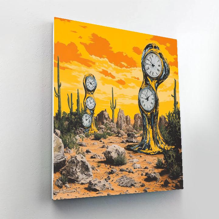 Salvador Dali Inspired Surreal Desert With Melting Clocks Painting by numbers kit