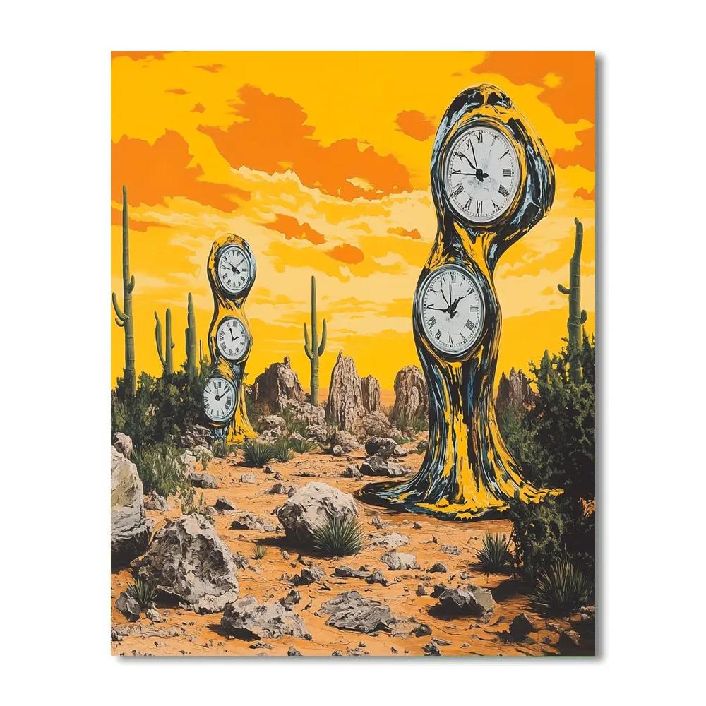 Salvador Dali Inspired Surreal Desert With Melting Clocks Painting by numbers kit
