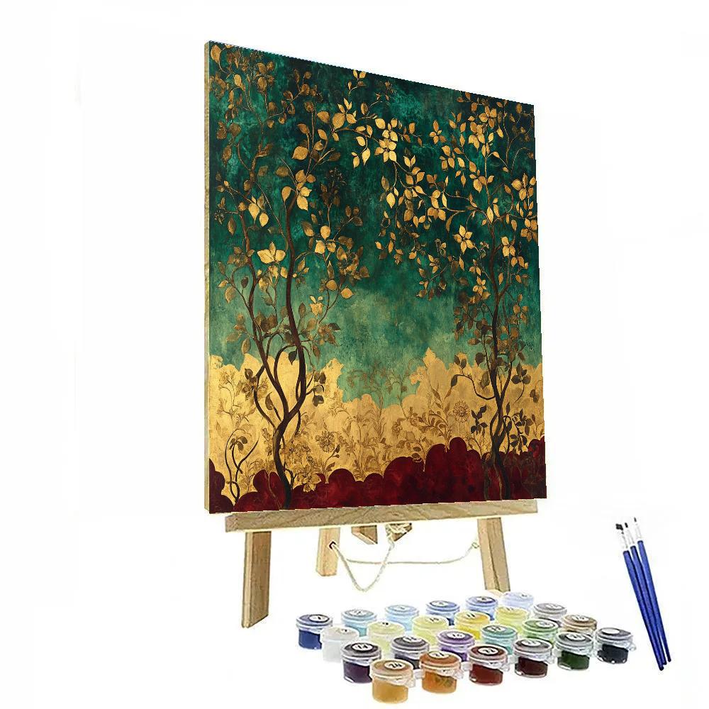 Gustav Klimt Inspired Golden Floral Garden DIY paint by numbers