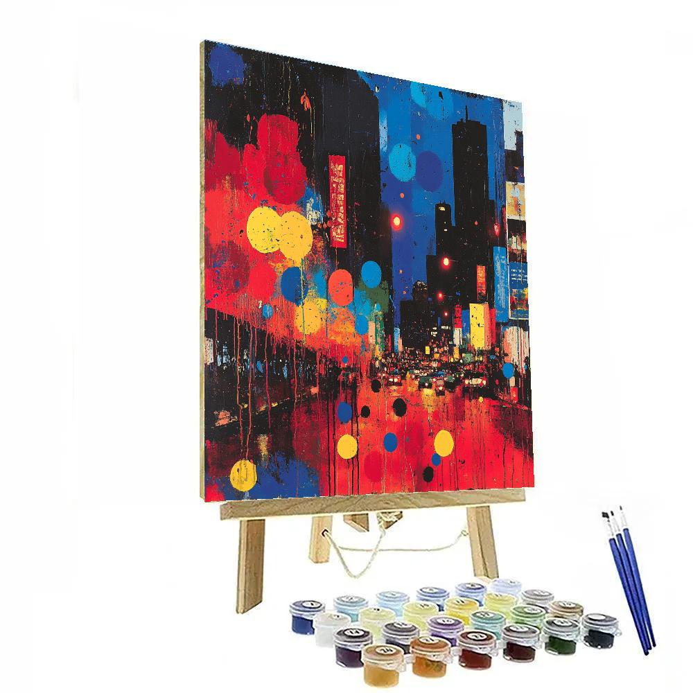 Jackson Pollock Inspired Energetic Urban Night paint by numbers