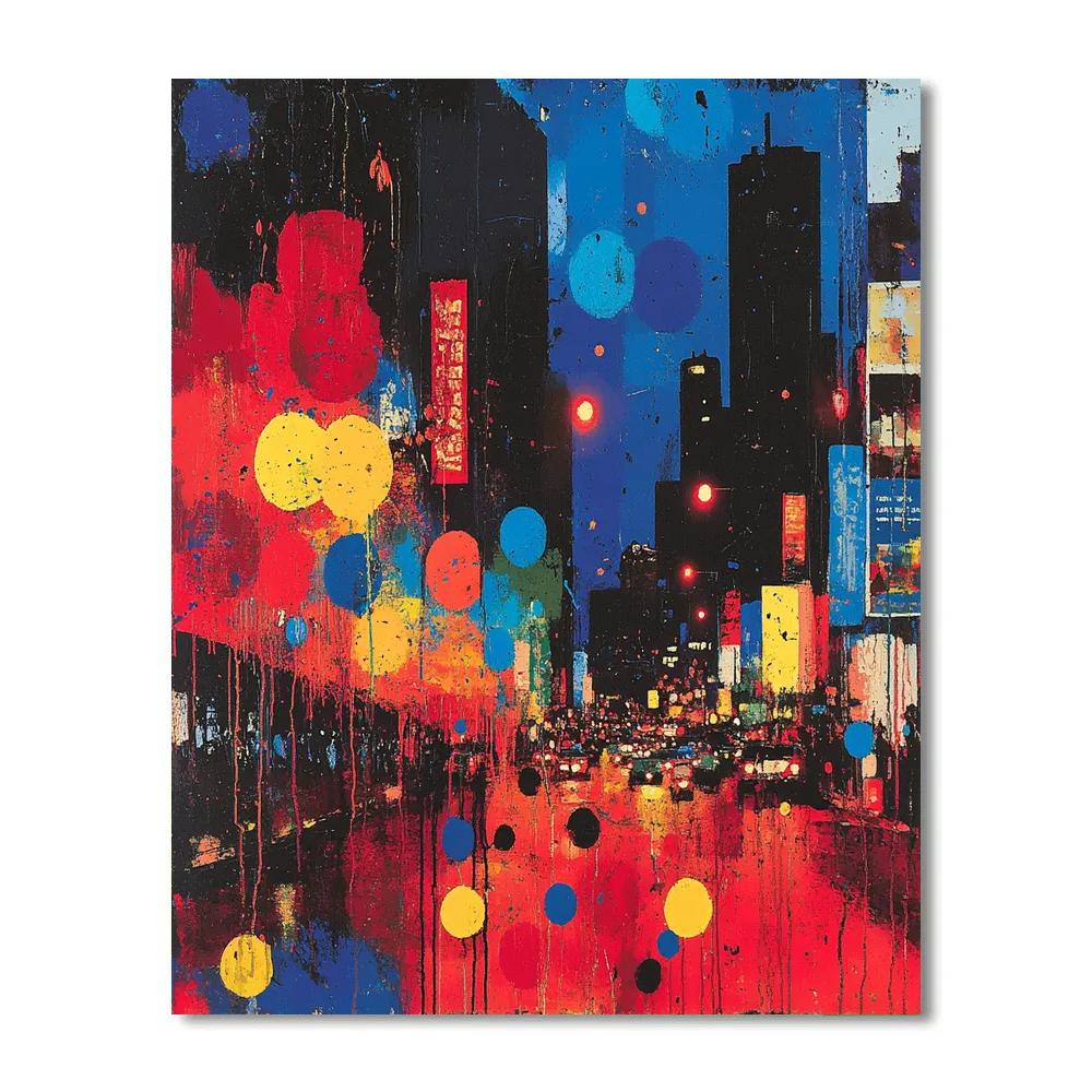 Jackson Pollock Inspired Energetic Urban Night paint by numbers