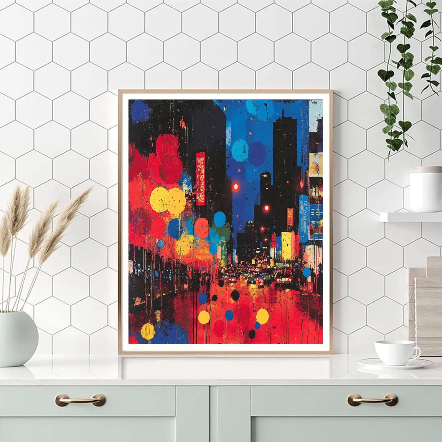 Jackson Pollock Inspired Energetic Urban Night paint by numbers