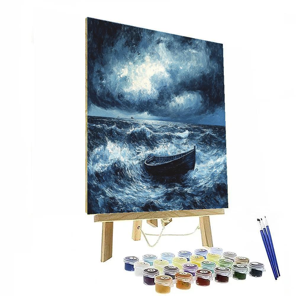 Edward Munch Inspired Stormy Ocean Landscape Painting by numbers kit