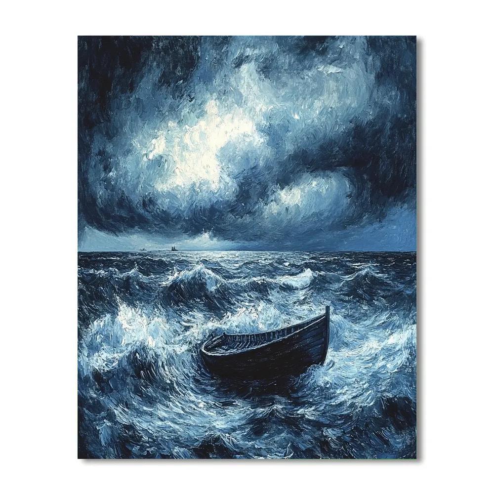 Edward Munch Inspired Stormy Ocean Landscape Painting by numbers kit