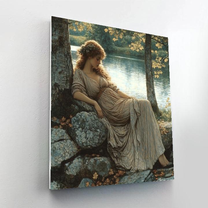 John William Waterhouse Inspired Mythological Nymph By Lake Paint by numbers kits