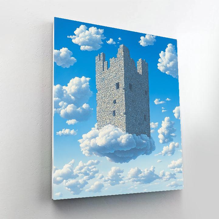 René Magritte Inspired Floating Castle In The Sky Painting by numbers kit