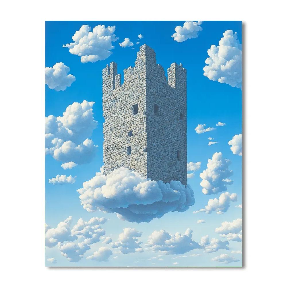 René Magritte Inspired Floating Castle In The Sky Painting by numbers kit