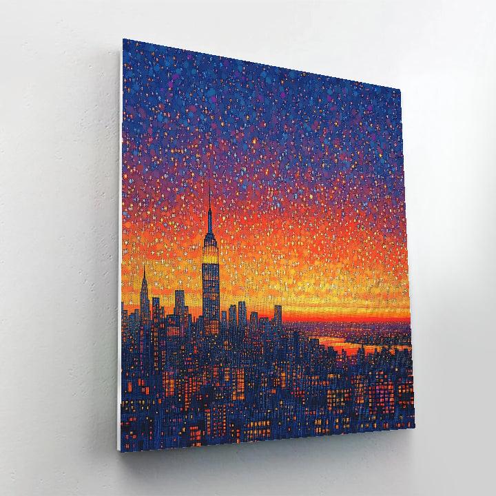 Georges Seurat Inspired Sunset Pointillist Cityscape Numbered painting kits