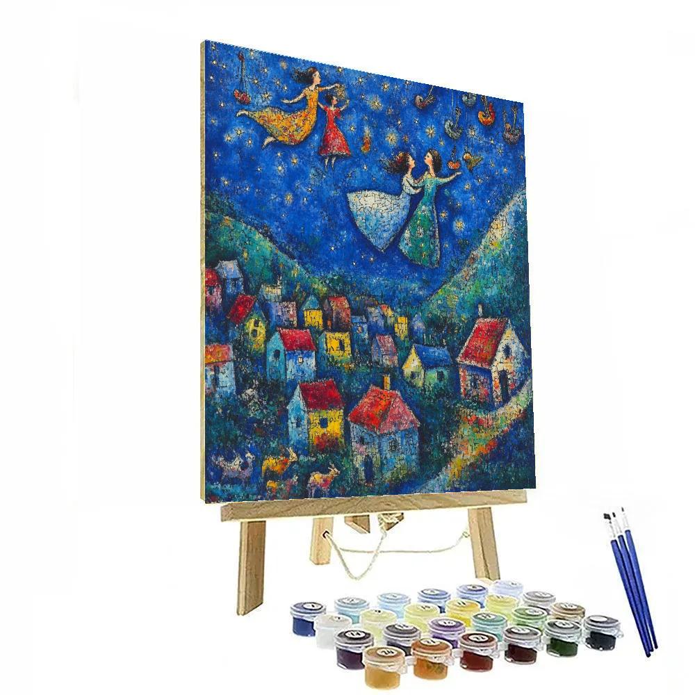 Marc Chagall Inspired Dreamlike Floating Lovers paint by number