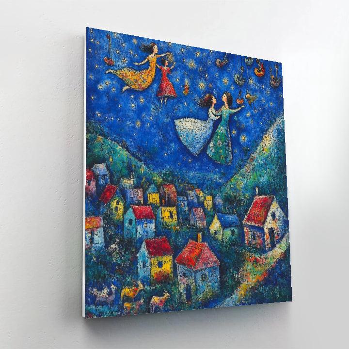 Marc Chagall Inspired Dreamlike Floating Lovers paint by number