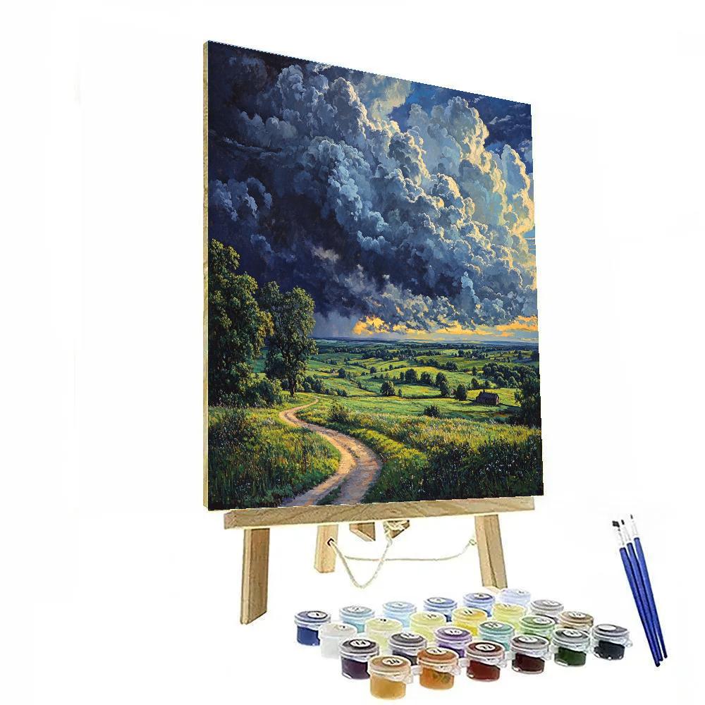 John Constable Inspired Countryside Storm Clouds paint by number