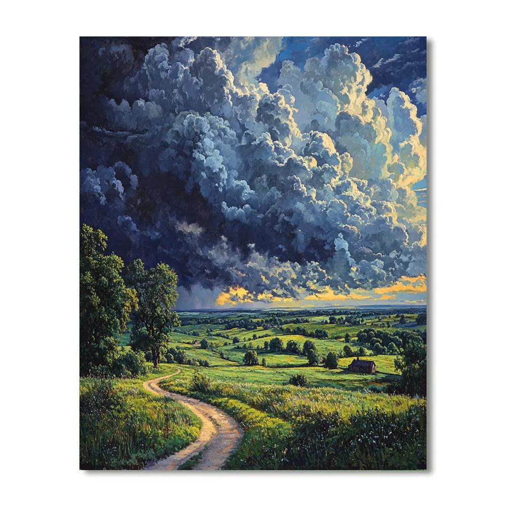 John Constable Inspired Countryside Storm Clouds paint by number