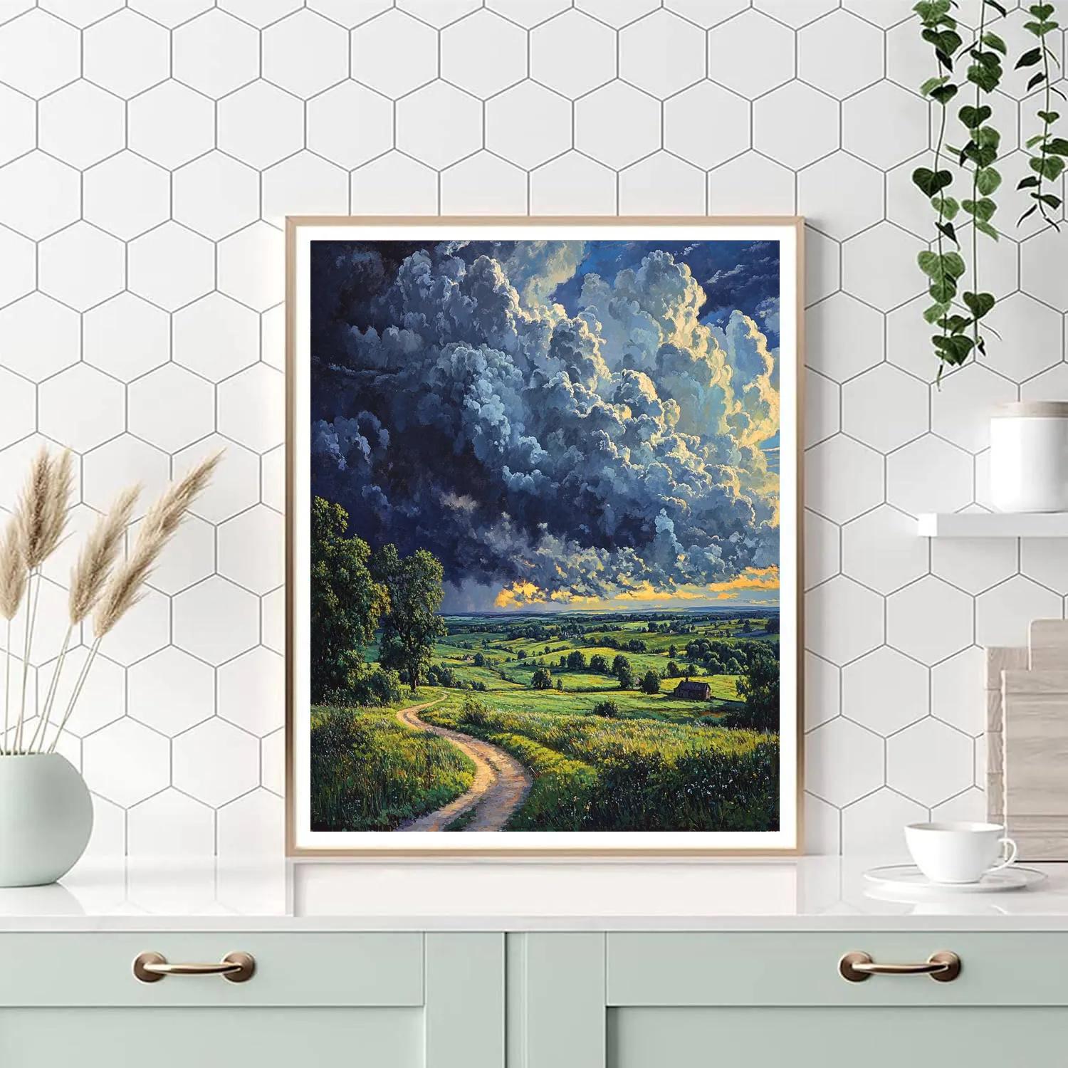 John Constable Inspired Countryside Storm Clouds paint by number