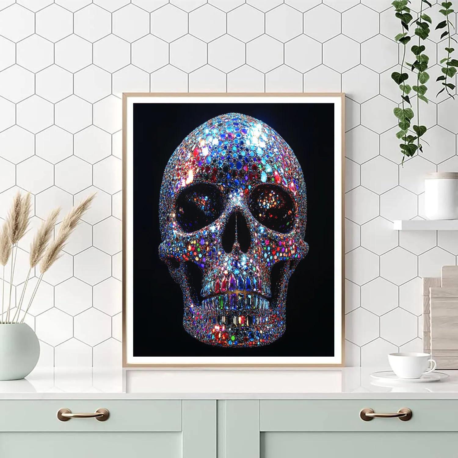 Damien Hirst Inspired Gemstone Skull paint by color