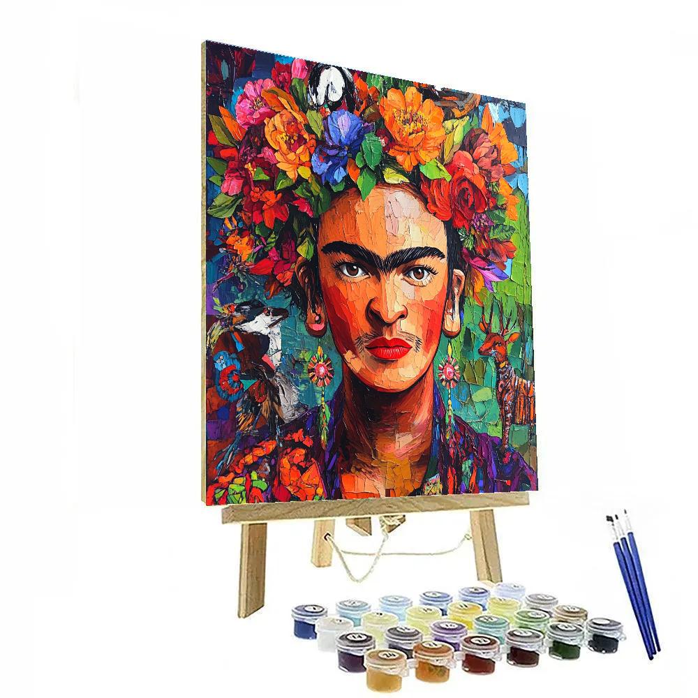 Frida Kahlo Inspired Self Portrait With Floral Crown Number painting