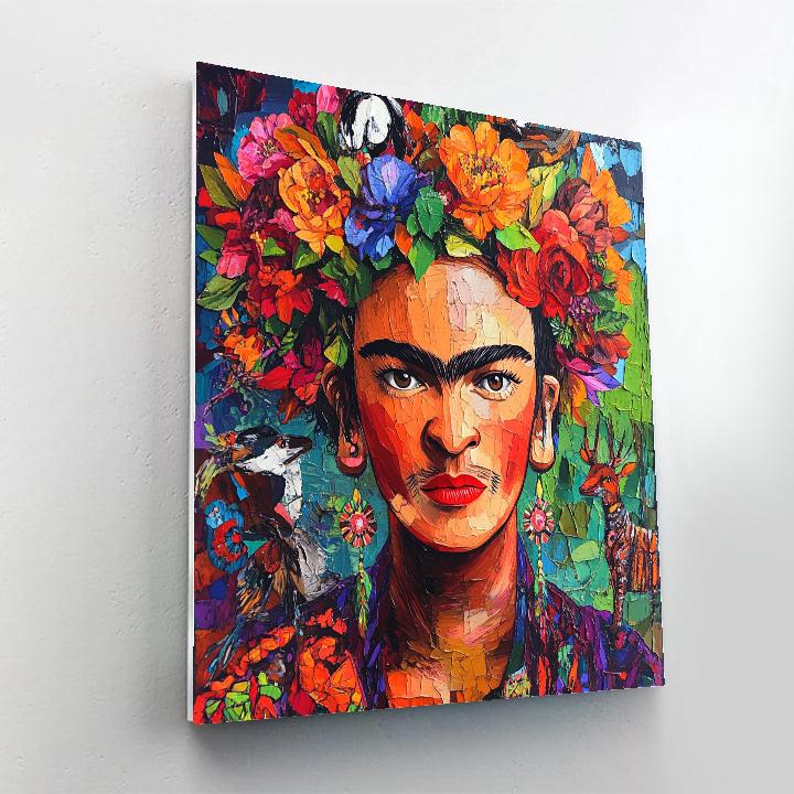Frida Kahlo Inspired Self Portrait With Floral Crown Number painting