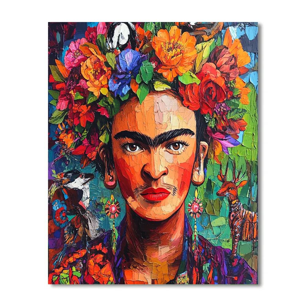 Frida Kahlo Inspired Self Portrait With Floral Crown Number painting