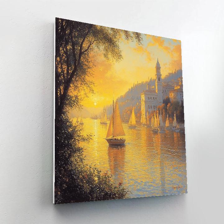 Claude Lorrain Inspired Golden Sunset Harbor paint by numbers