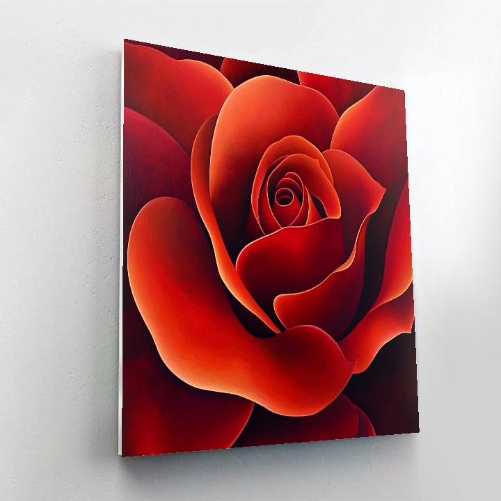 Georgia OKeeffe Inspired Red Rose Close-Up Paint by numbers art