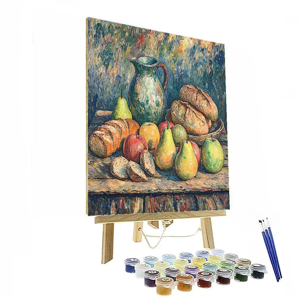 Paul Cezanne Inspired Still Life With Fruit And Bread Paint by numbers art