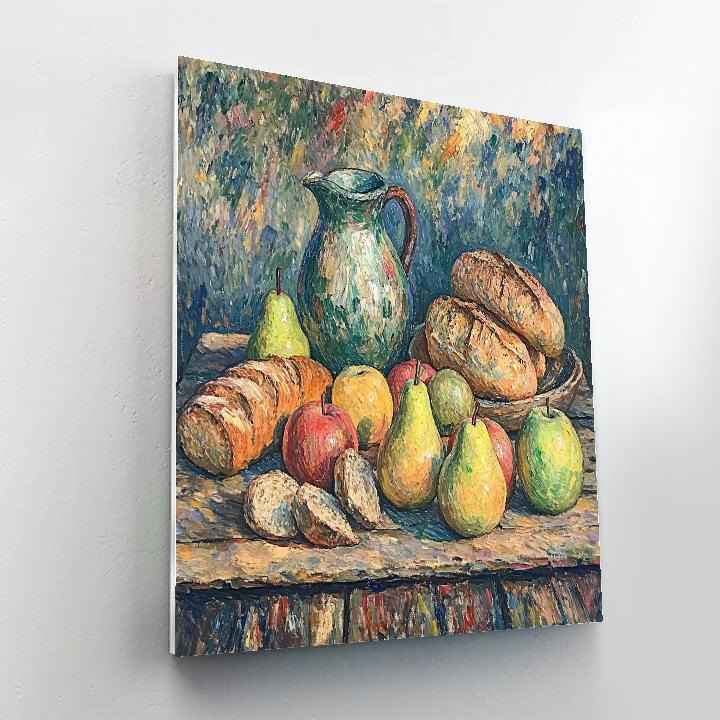Paul Cezanne Inspired Still Life With Fruit And Bread Paint by numbers art