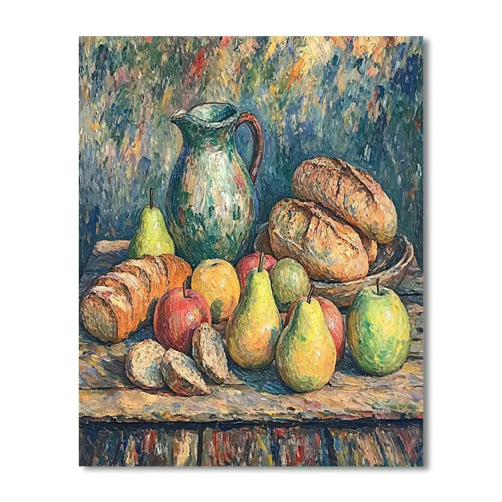 Paul Cezanne Inspired Still Life With Fruit And Bread Paint by numbers art