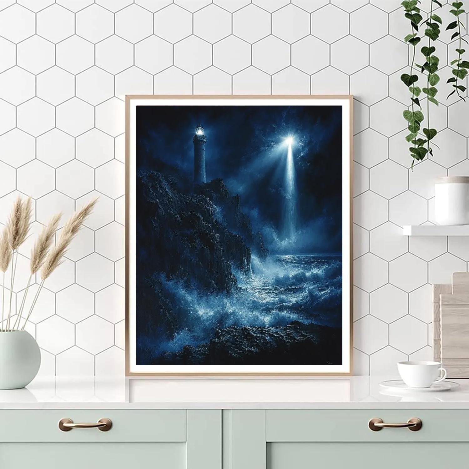 Caravaggio Inspired Dramatic Lighthouse Scene Number painting
