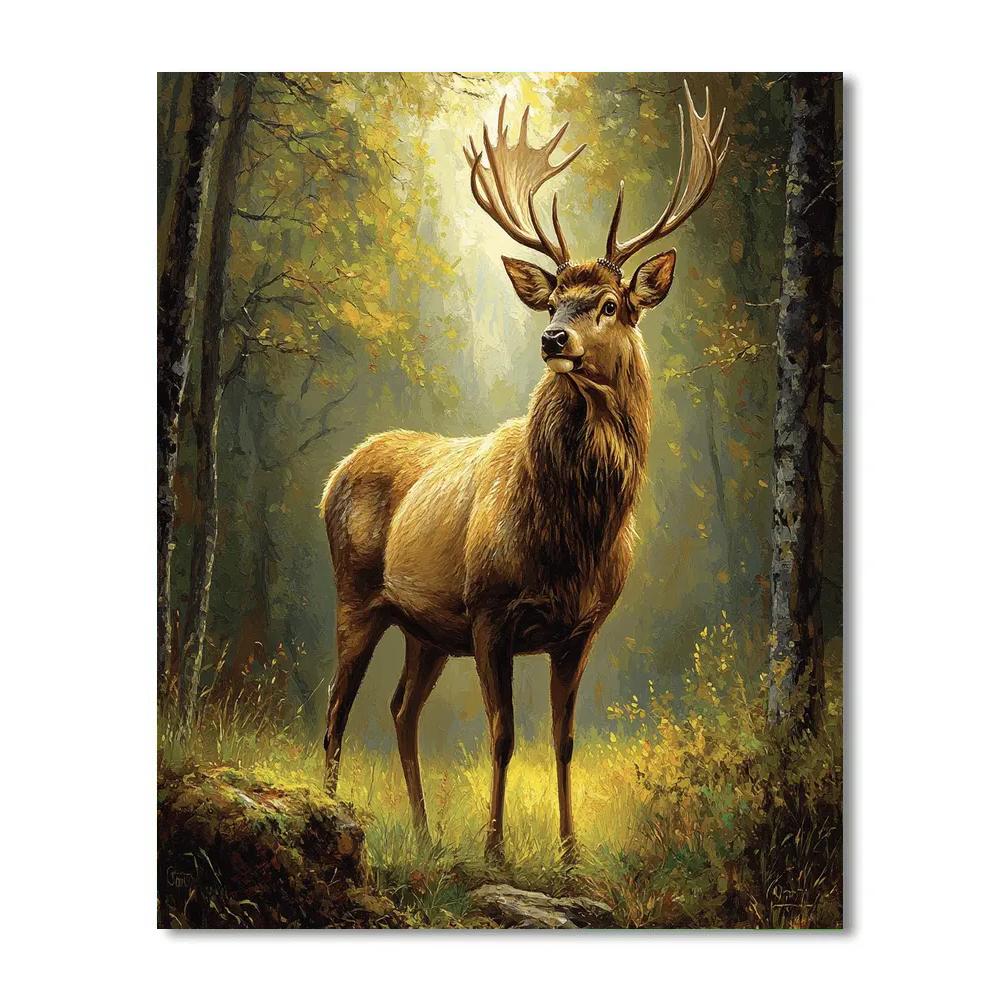Edwin Landseer Inspired Noble Stag In Forest paint by color