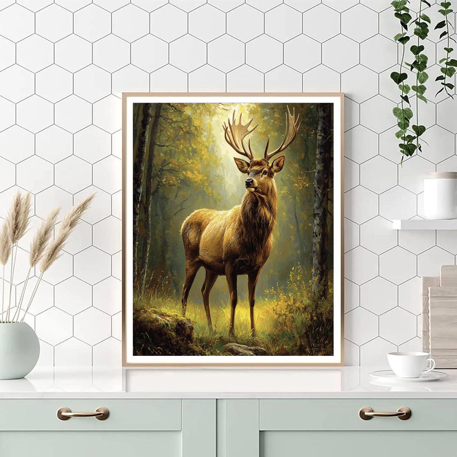 Edwin Landseer Inspired Noble Stag In Forest paint by color