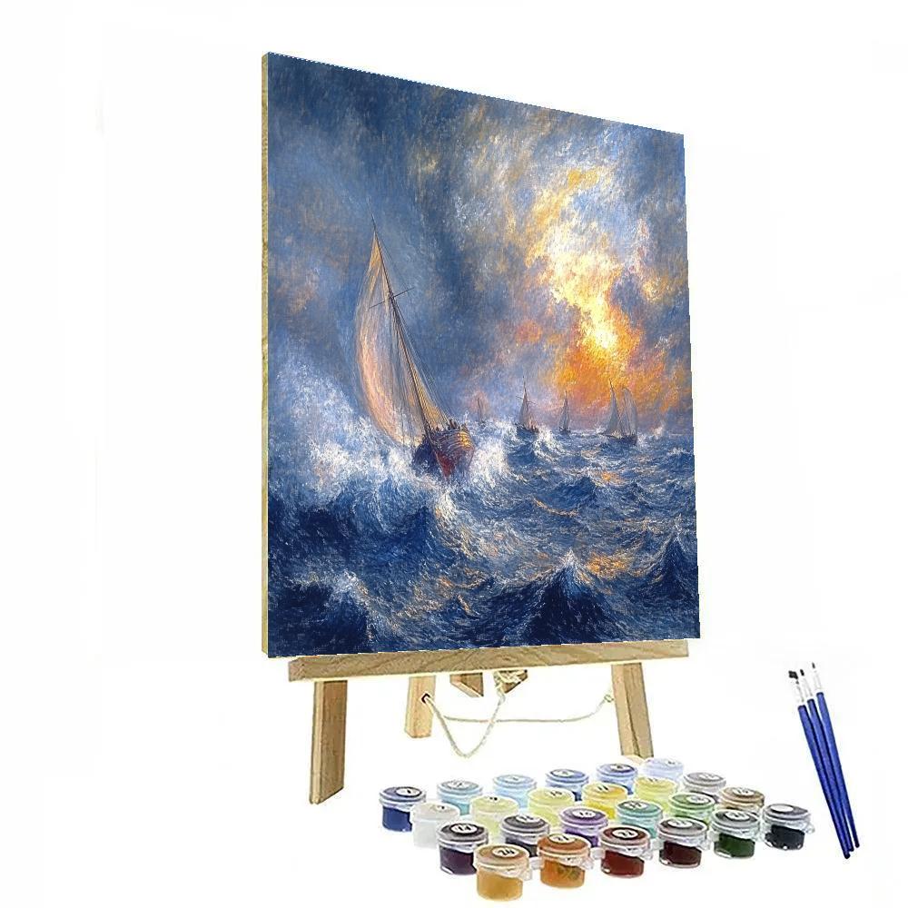 William Turner Inspired Stormy Sea With Ships Numbered painting kits
