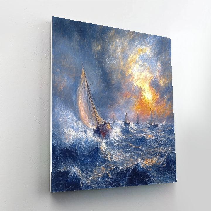 William Turner Inspired Stormy Sea With Ships Numbered painting kits