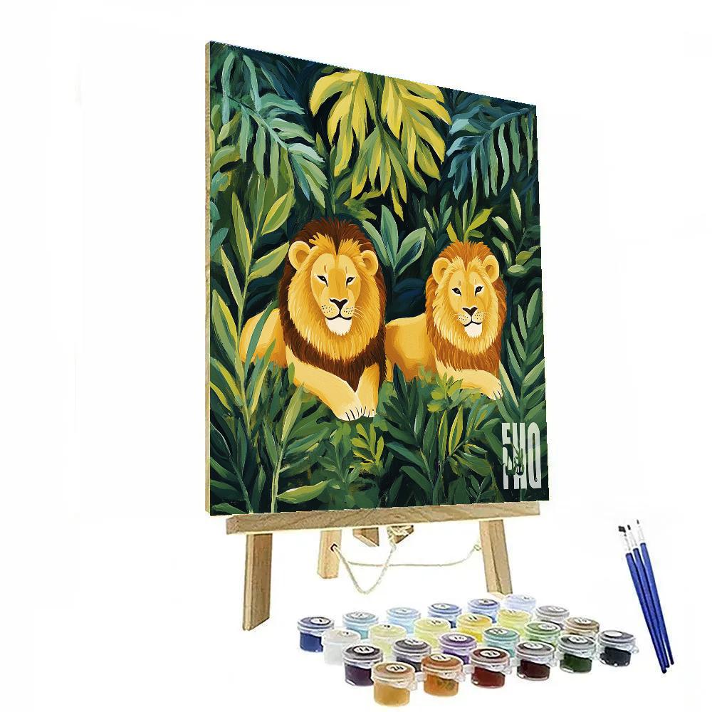 Henri Rousseau Inspired Magical Forest With Lions DIY paint by numbers