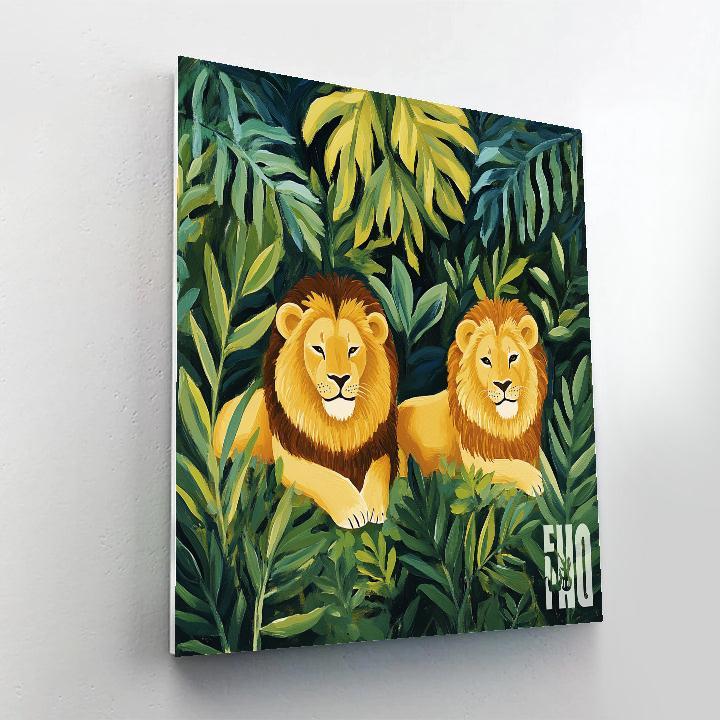 Henri Rousseau Inspired Magical Forest With Lions DIY paint by numbers