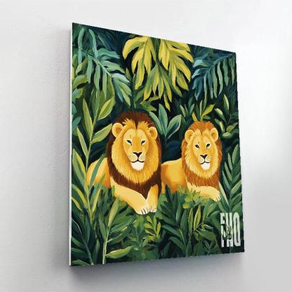 Henri Rousseau Inspired Magical Forest With Lions DIY paint by numbers