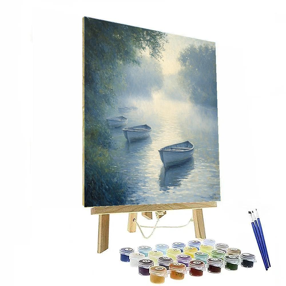 Claude Monet Inspired Misty River With Rowboats Paint by numbers kits