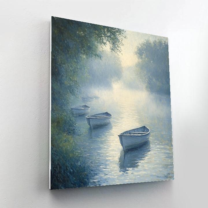 Claude Monet Inspired Misty River With Rowboats Paint by numbers kits
