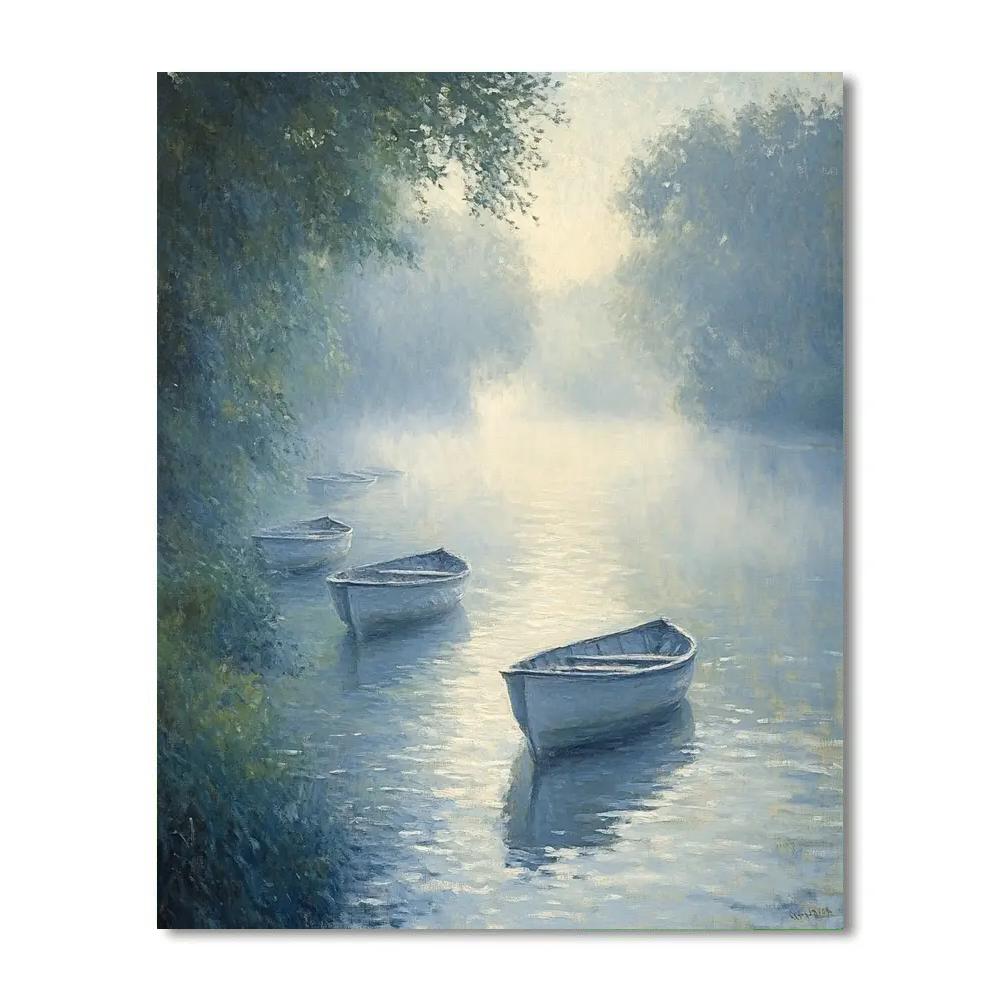 Claude Monet Inspired Misty River With Rowboats Paint by numbers kits