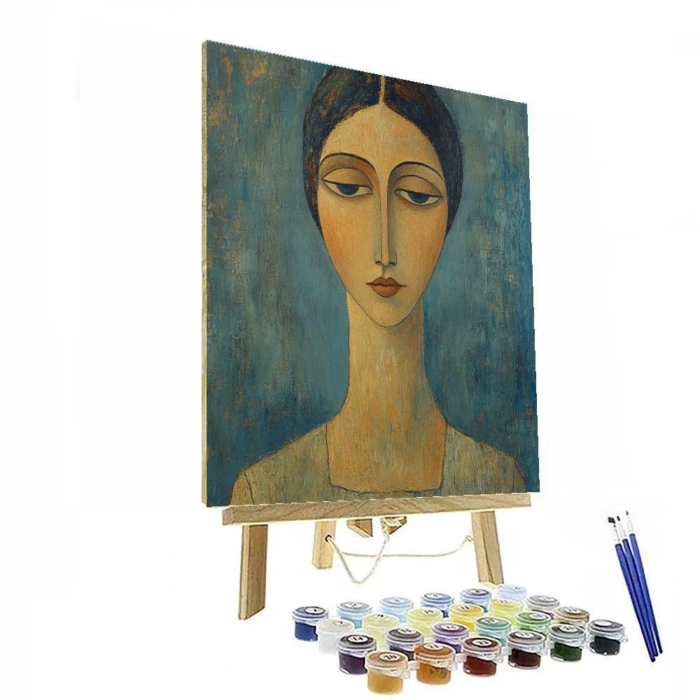 Amedeo Modigliani Inspired Stylized Portrait Of Woman paint by number