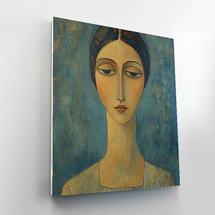 Amedeo Modigliani Inspired Stylized Portrait Of Woman paint by number