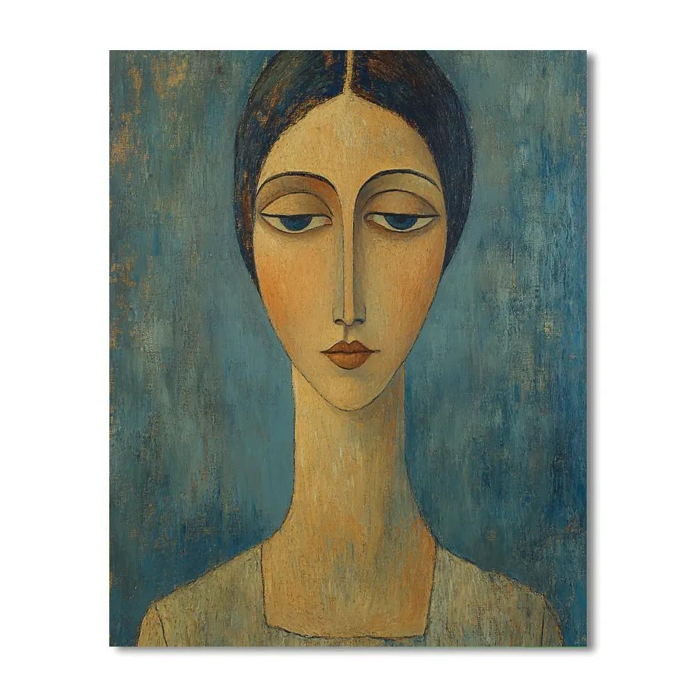 Amedeo Modigliani Inspired Stylized Portrait Of Woman paint by number