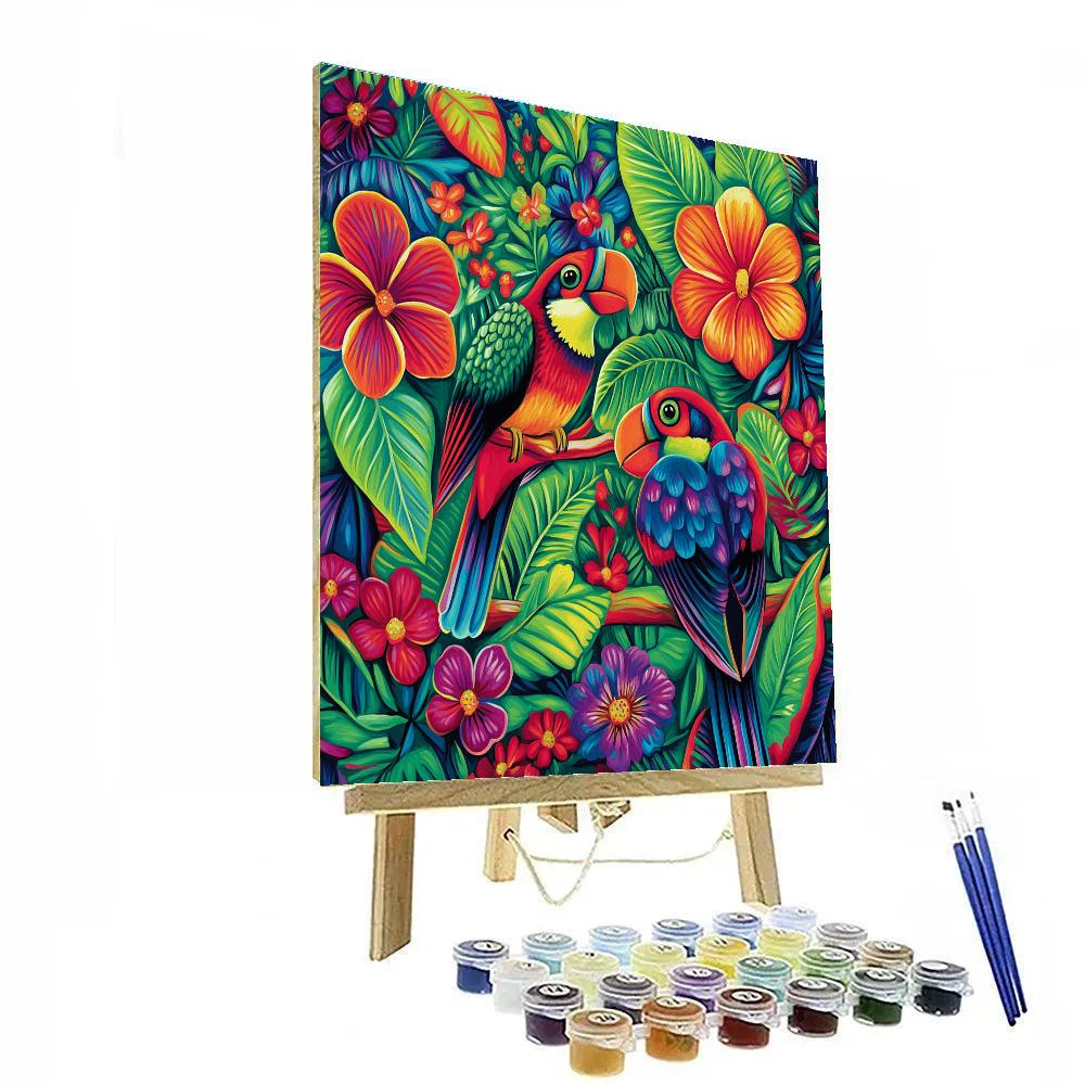 Frida Kahlo Inspired Garden Of Exotic Birds paint by number