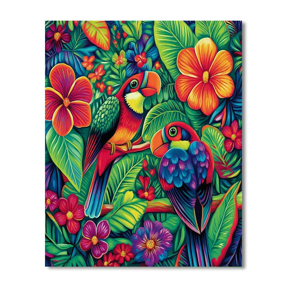 Frida Kahlo Inspired Garden Of Exotic Birds paint by number