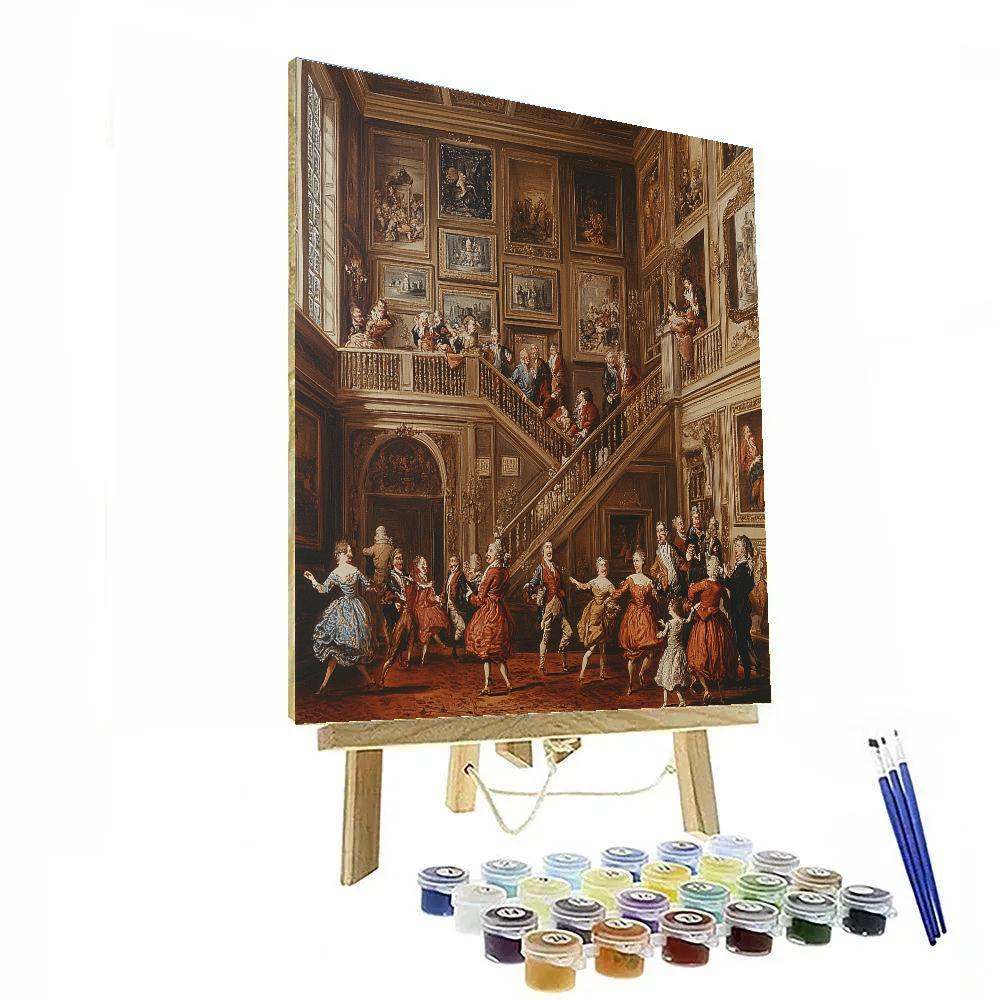 William Hogarth Inspired Humorous Social Gathering Number painting