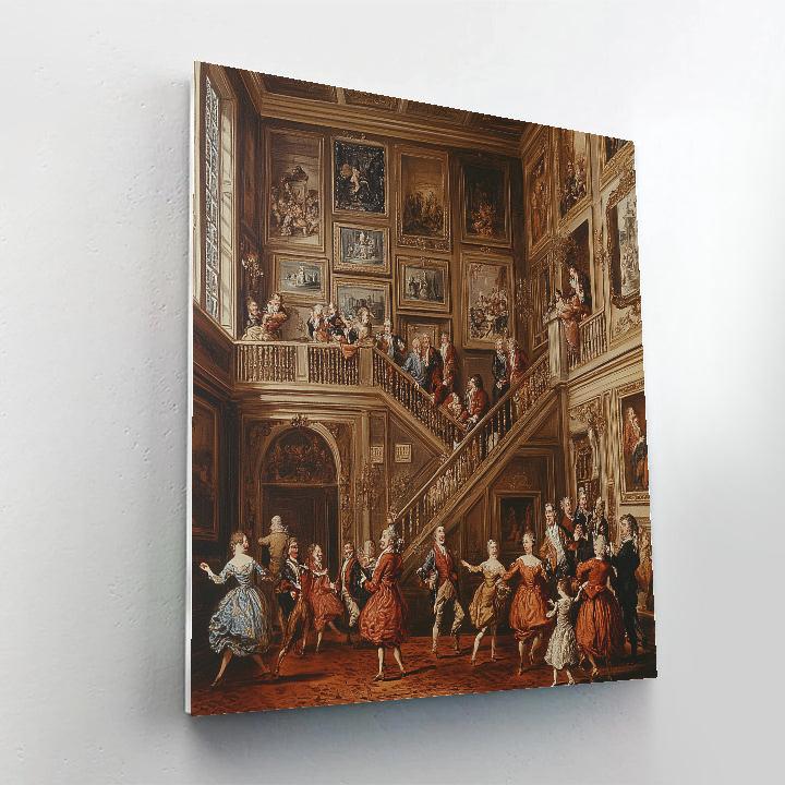 William Hogarth Inspired Humorous Social Gathering Number painting