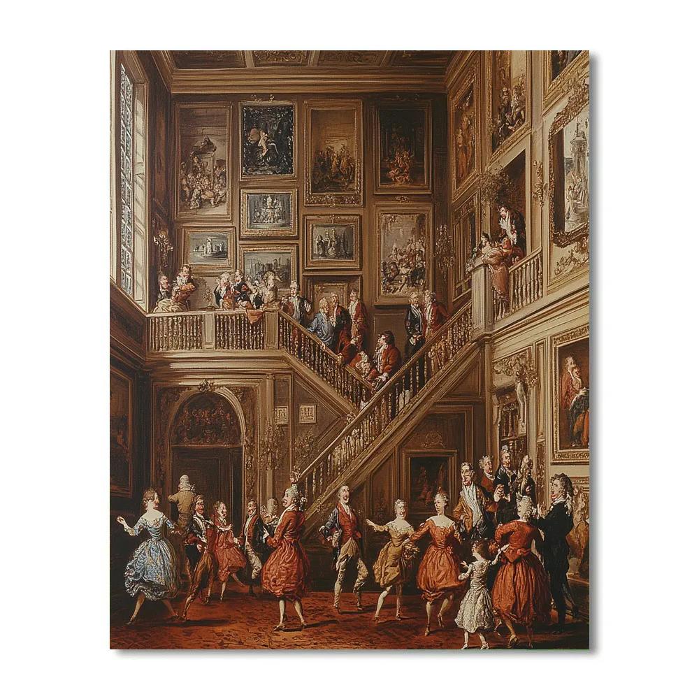 William Hogarth Inspired Humorous Social Gathering Number painting