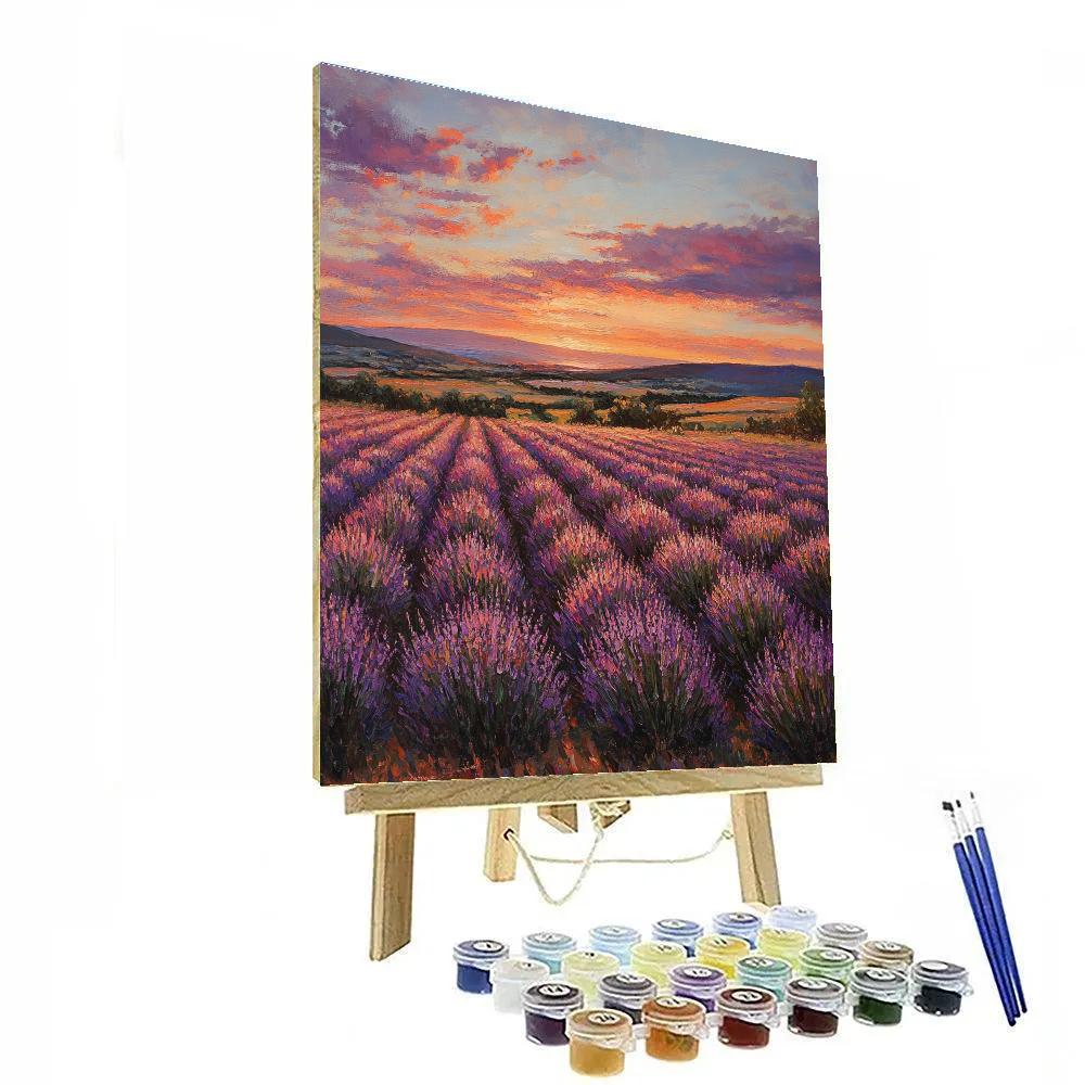 Monet Inspired Lavender Field At Sunset DIY paint by numbers